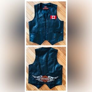 Hot Leathers - Motor Harley Davidson Biker Vest with Canada Flag Patch size S